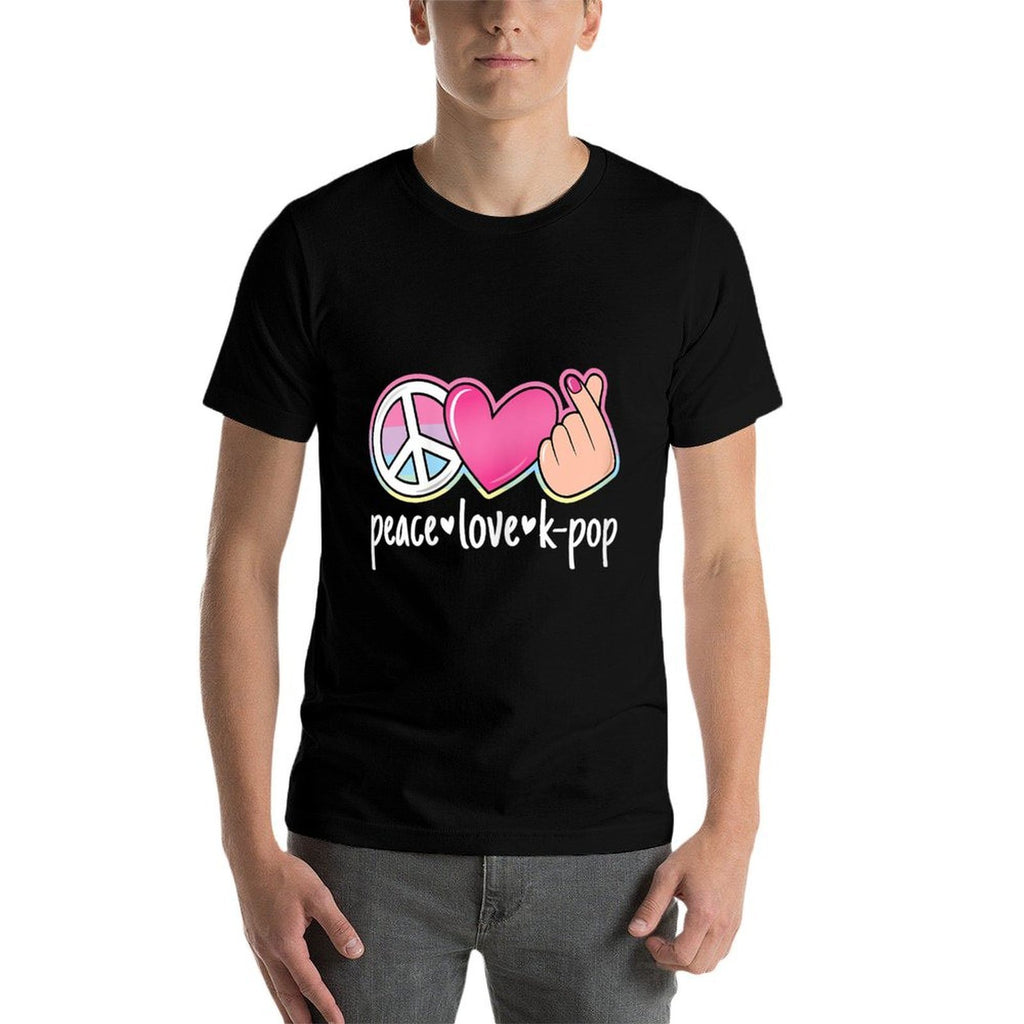 Peace Love K-Pop Cute Kpop Music Anime Lover  Cotton T-Shirt