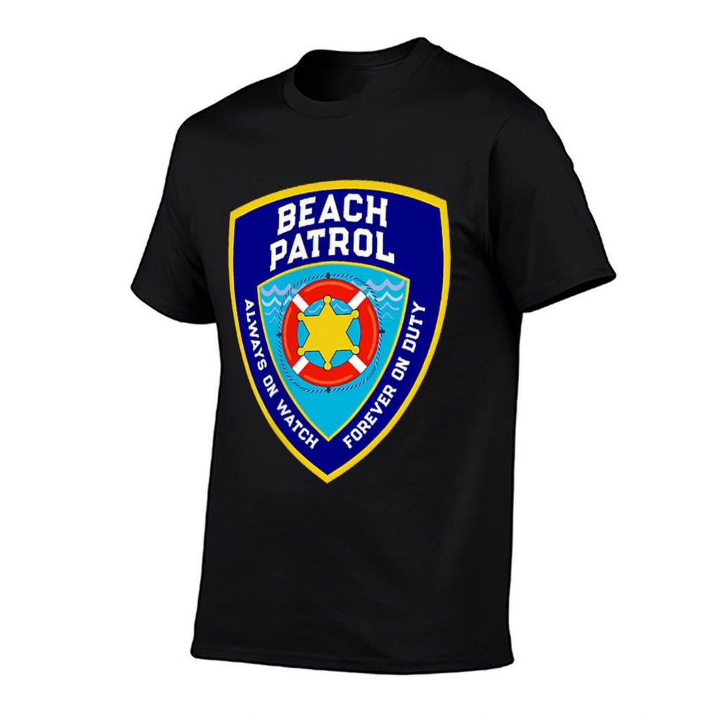 Funny BEACH PATROL On Duty Pool Police Vacation Family Trip  Ribbed Collar T-Shirt
