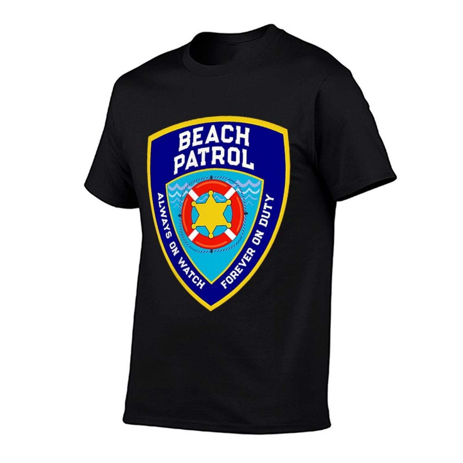 Funny BEACH PATROL On Duty Pool Police Vacation Family Trip  Ribbed Collar T-Shirt