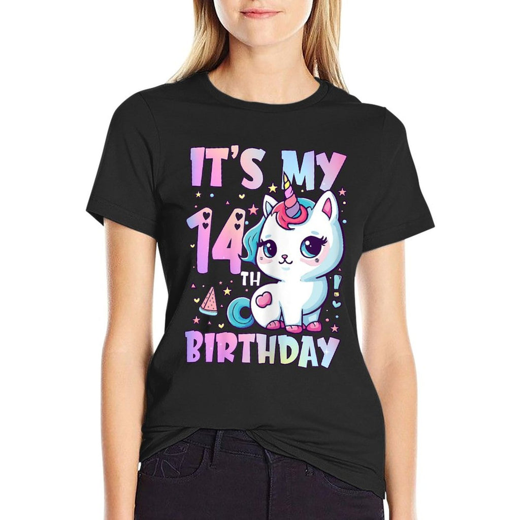 14th Birthday Girls 14 Year Old Cat Unicorn Birthday  Classic T-Shirt