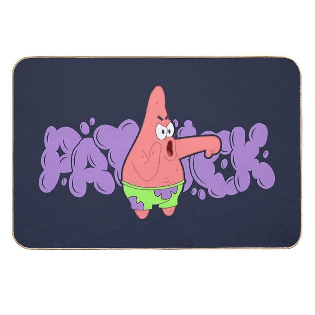 Boo Patrick Star with Purple Graffiti  Repositionable Bath Mat