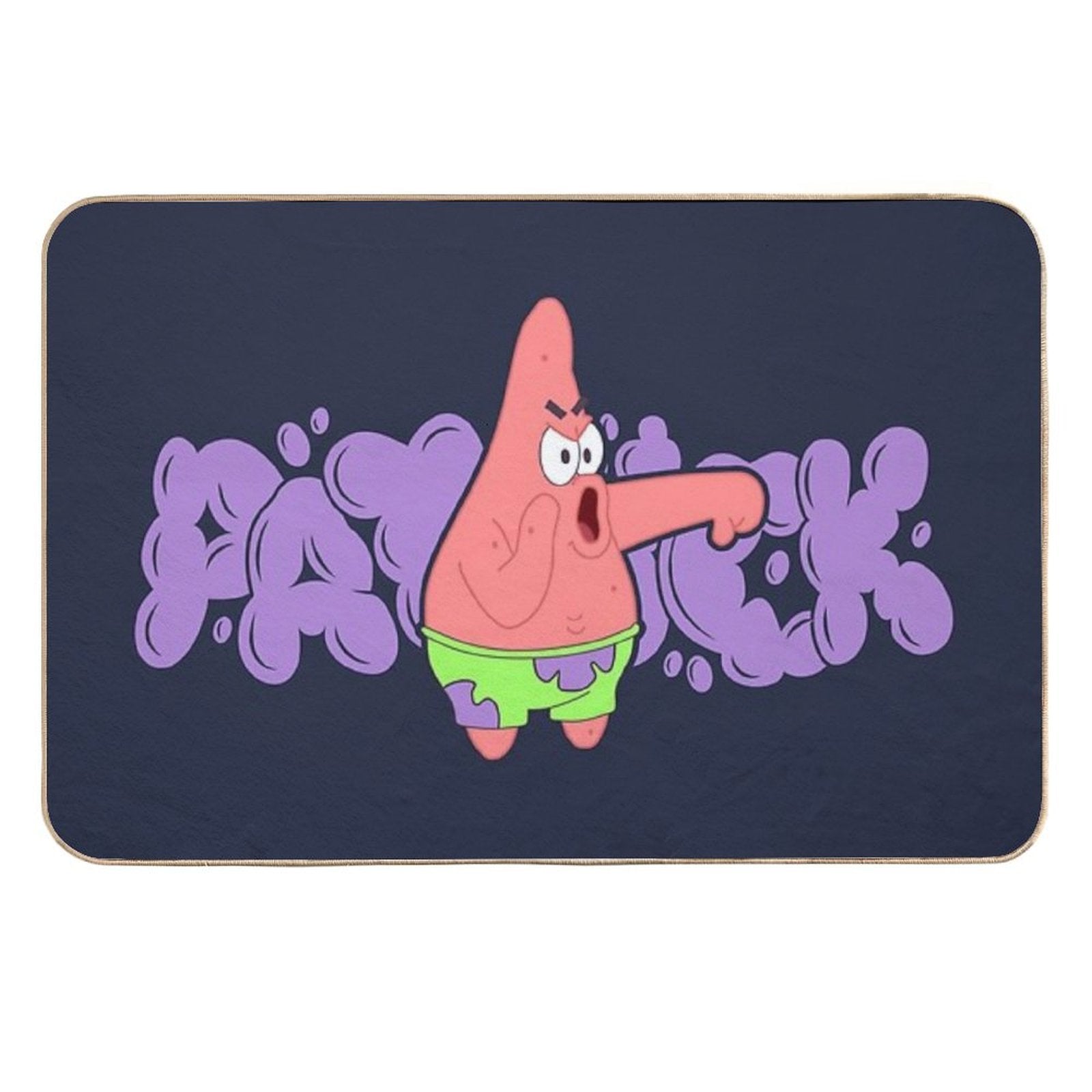 Boo Patrick Star with Purple Graffiti  Repositionable Bath Mat