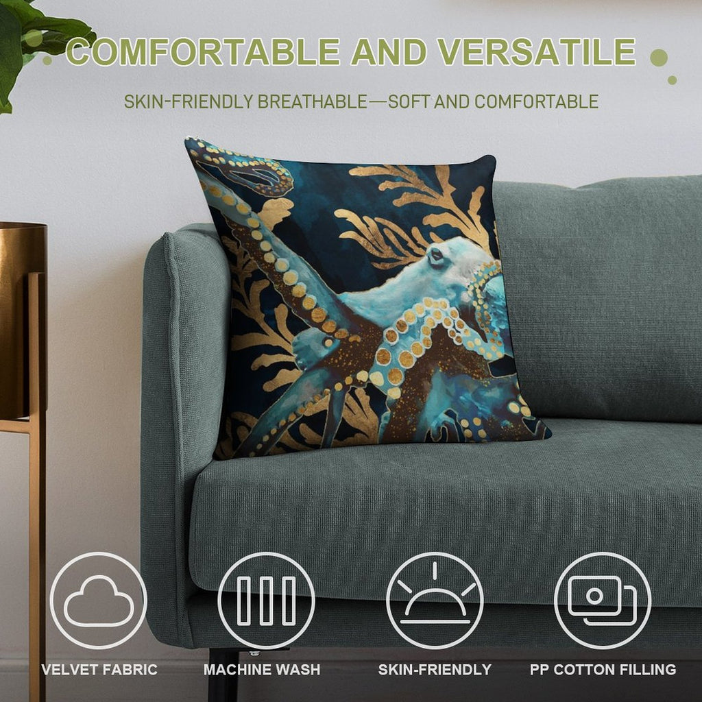 Indigo Octopus Soft Style Accent Throw Pillow