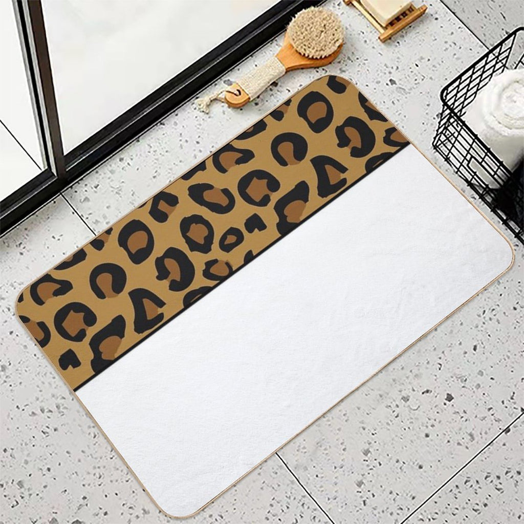 Animal Leopard Print with White  Anti-Trip Bath Mat