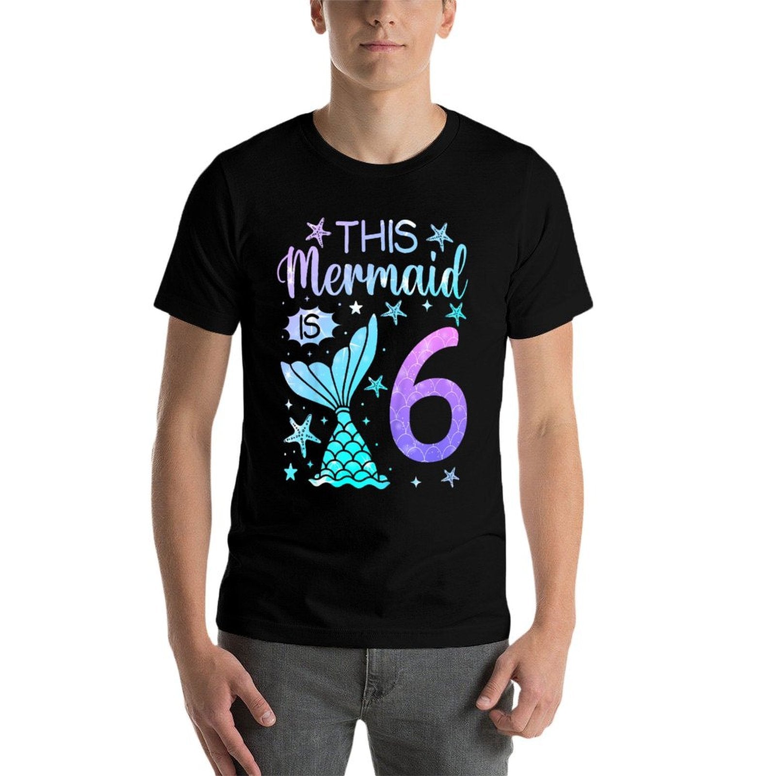 6th Birthday Girl 6yr Six 6 Year Old Mermaid Bday  Versatile T-Shirt