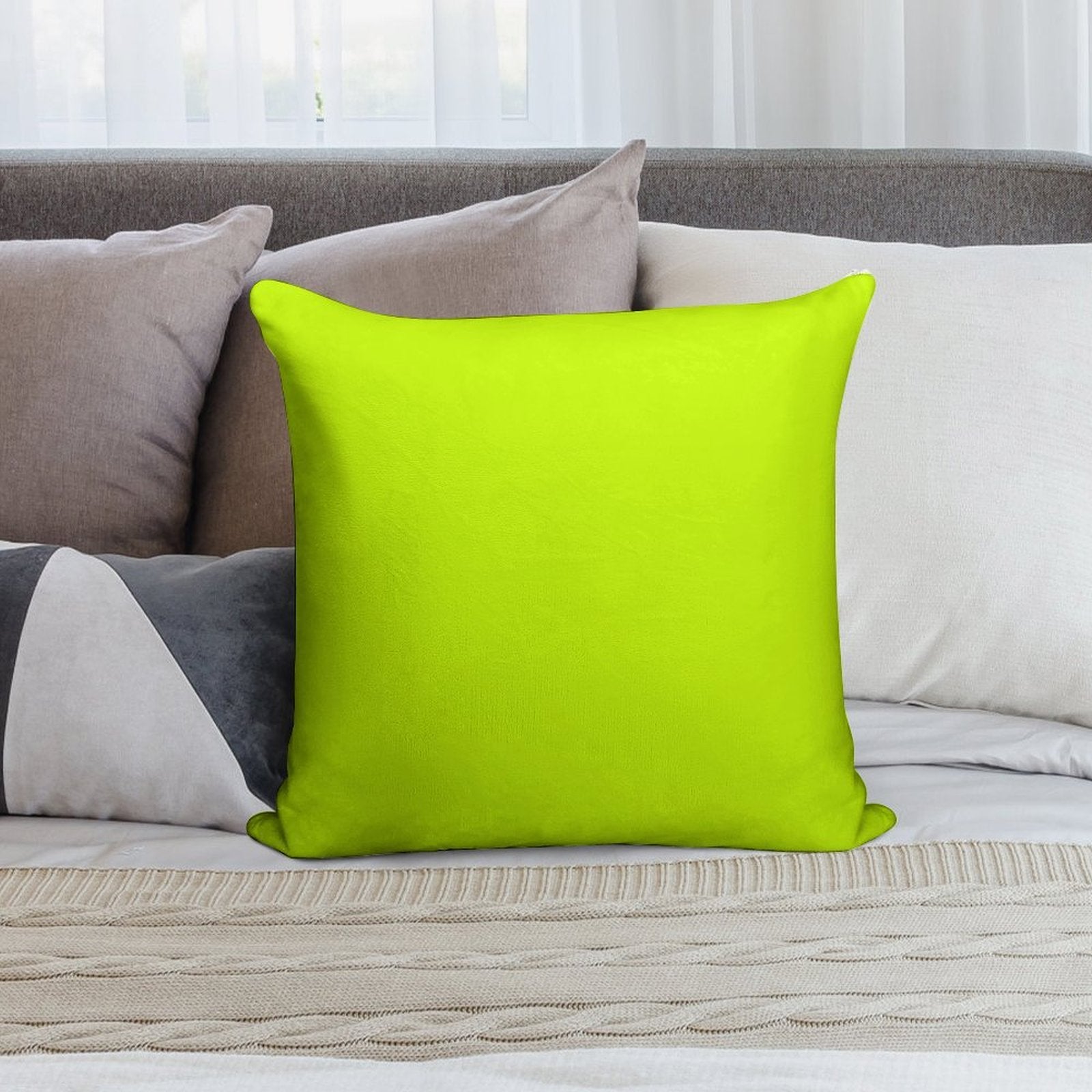 Bright Green Lime Neon Color Soft Gift Ready Throw Pillow
