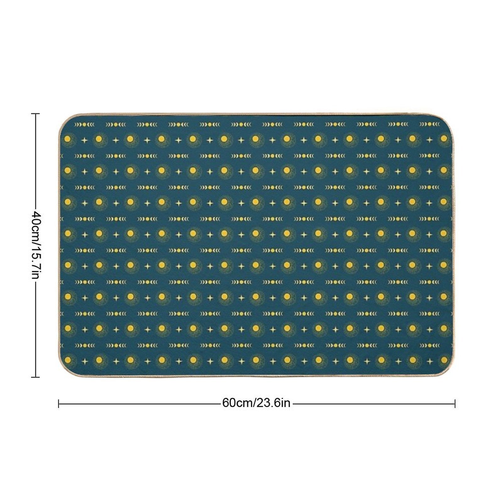 Boho Sun Moon & Stars - Navy & Yellow  Eco-Friendly Bath Mat