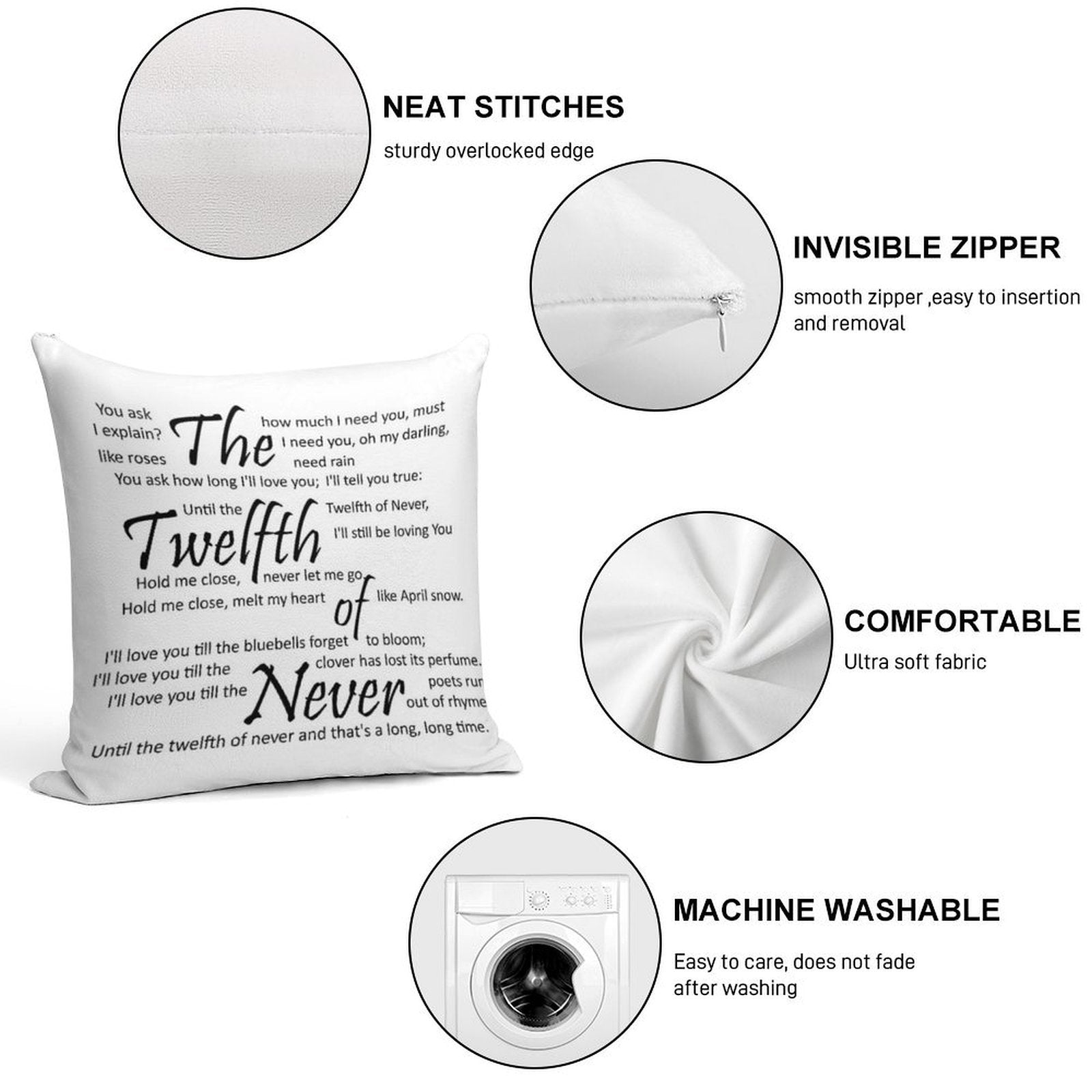 The Twelfth of Never Soft Decorative Cover Throw Pillow