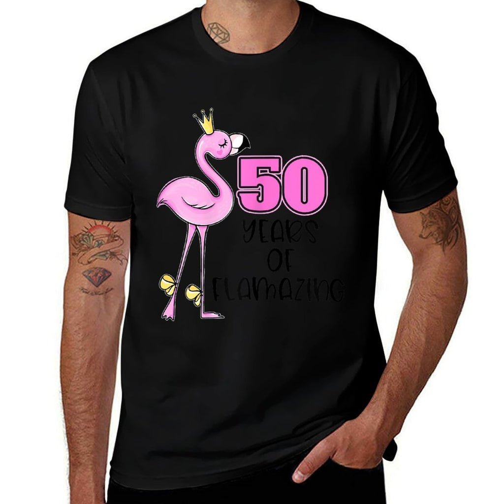 50 Years Of Flamazing Flamingo Design Beach 50th Birthday  Breathable T-Shirt