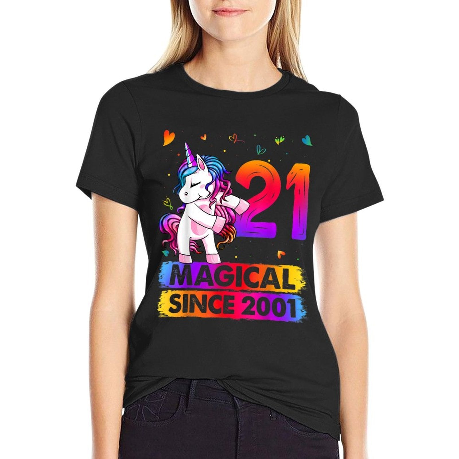 21 Year Old Unicorn Flossing 21st Birthday Unicorn Party  Fade-proof Color T-Shirt