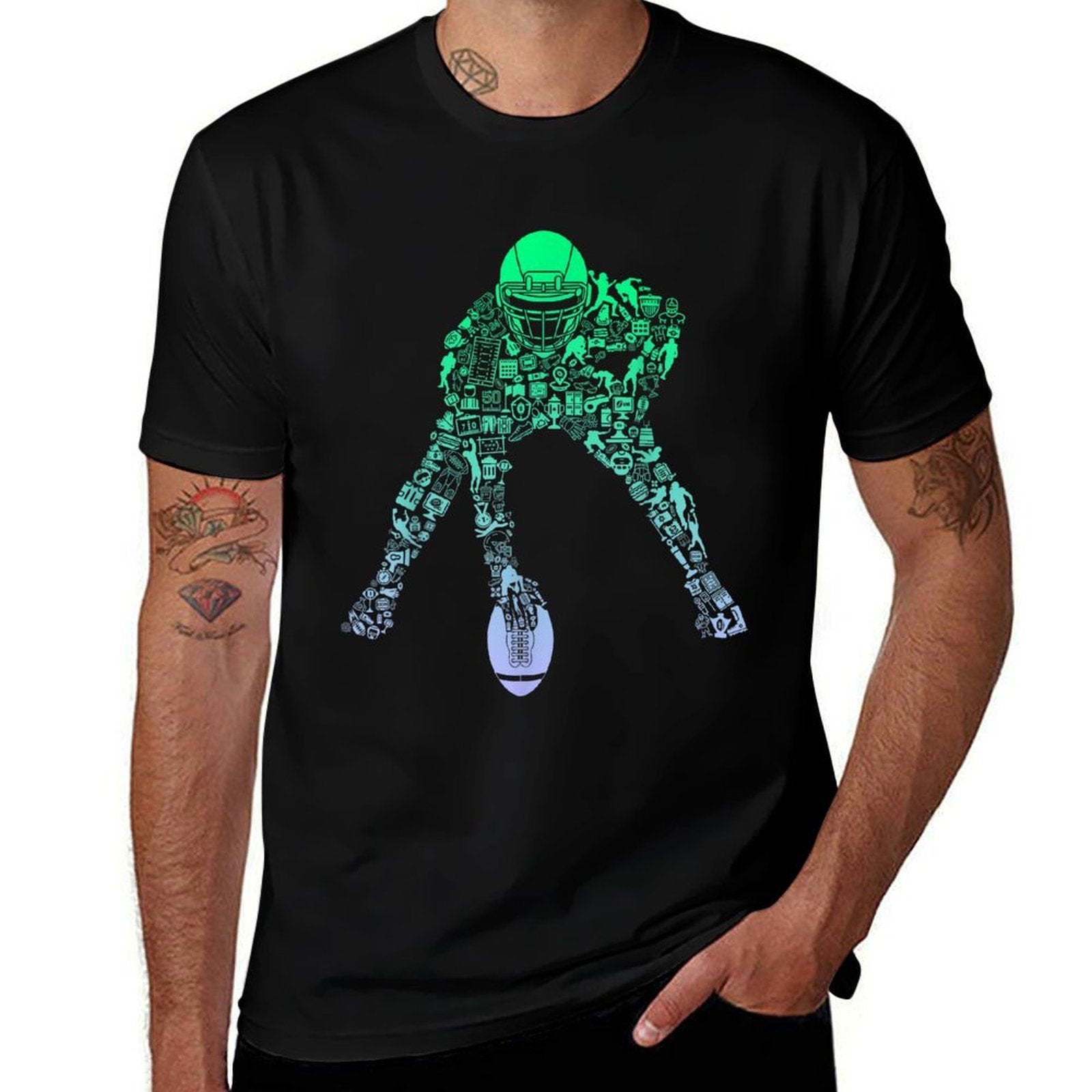 Youth Football Apparel Center Player Coach Boys Football Comfortable T-Shirt