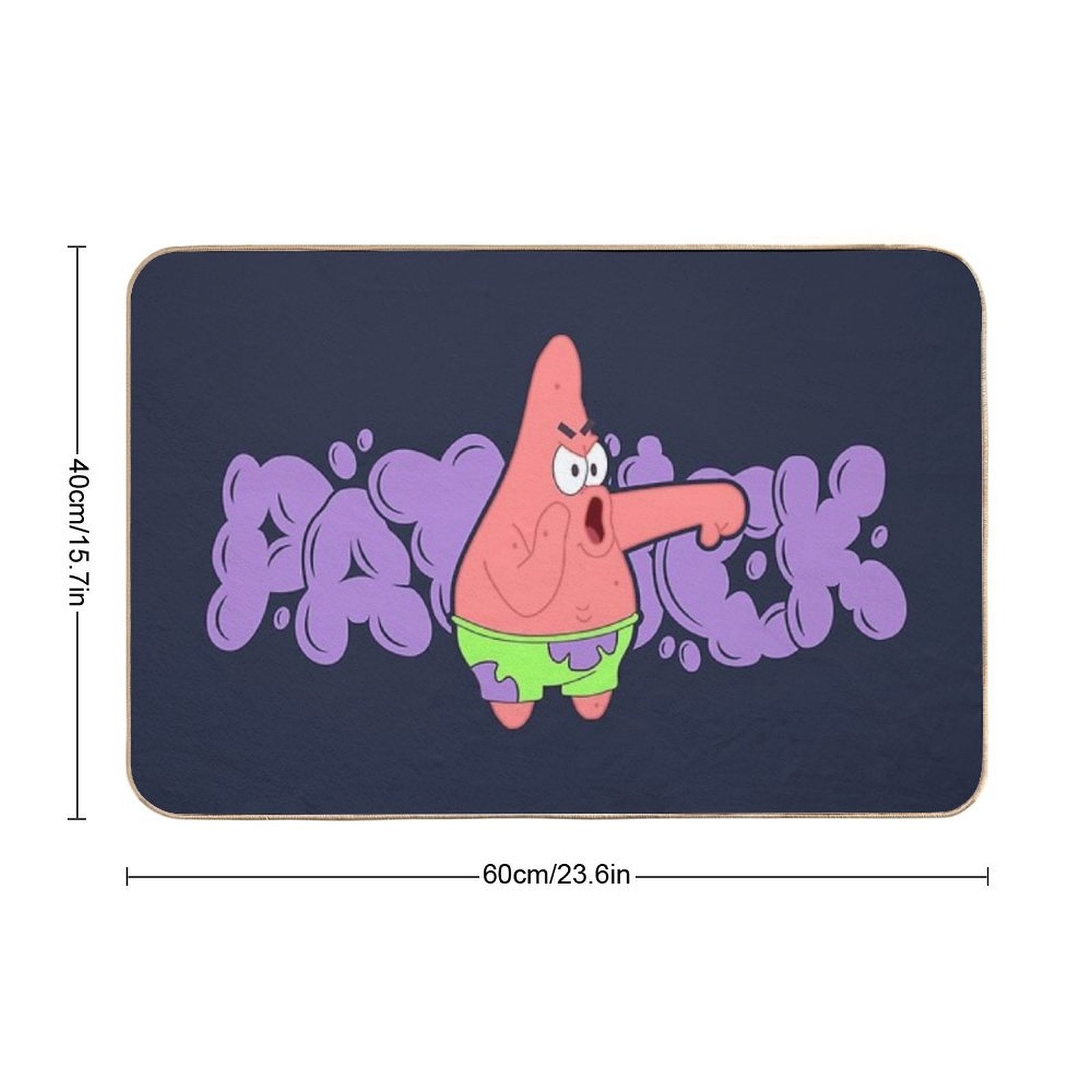Boo Patrick Star with Purple Graffiti  Repositionable Bath Mat