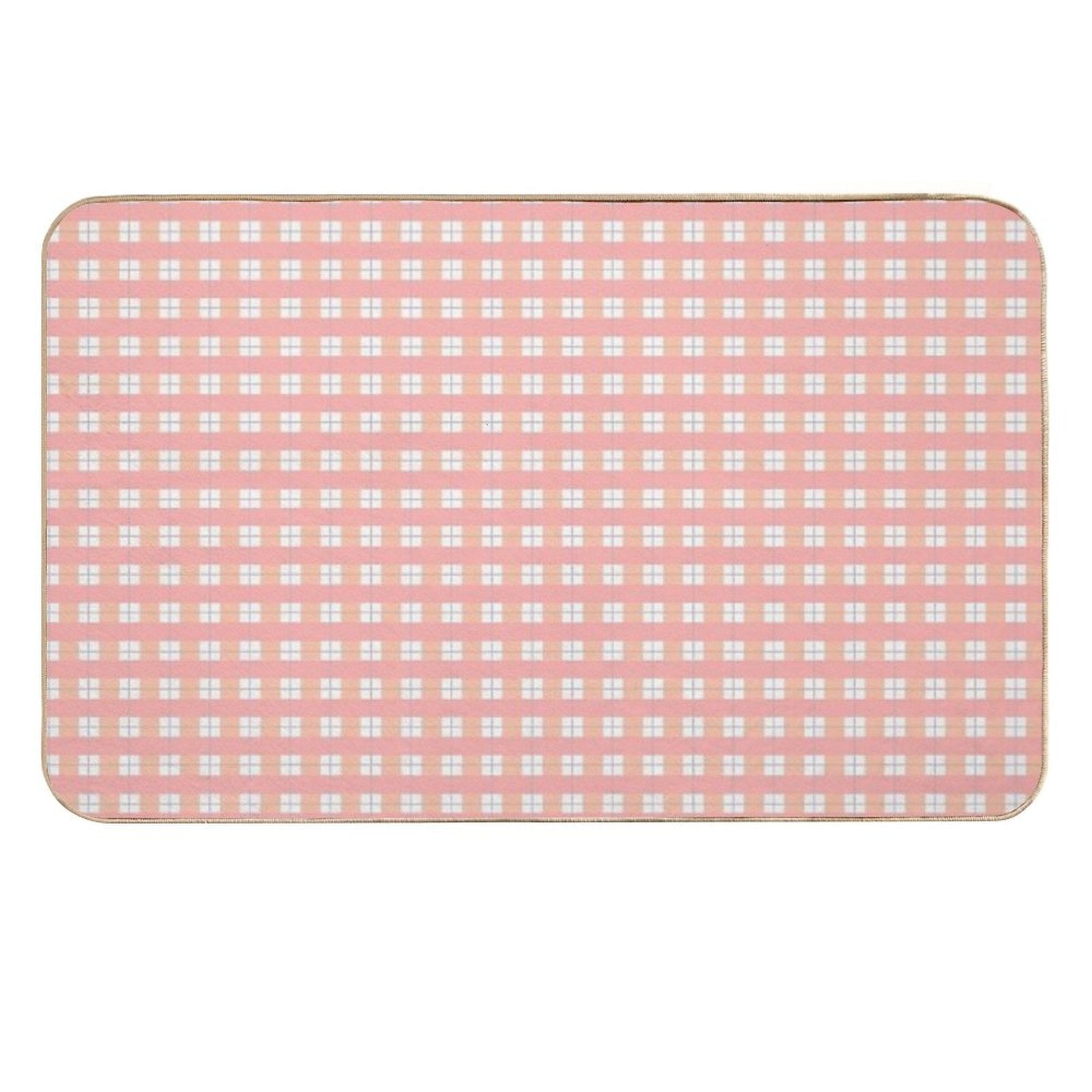 Cottage Plaid (peachy)  Anti-Trip Bath Mat