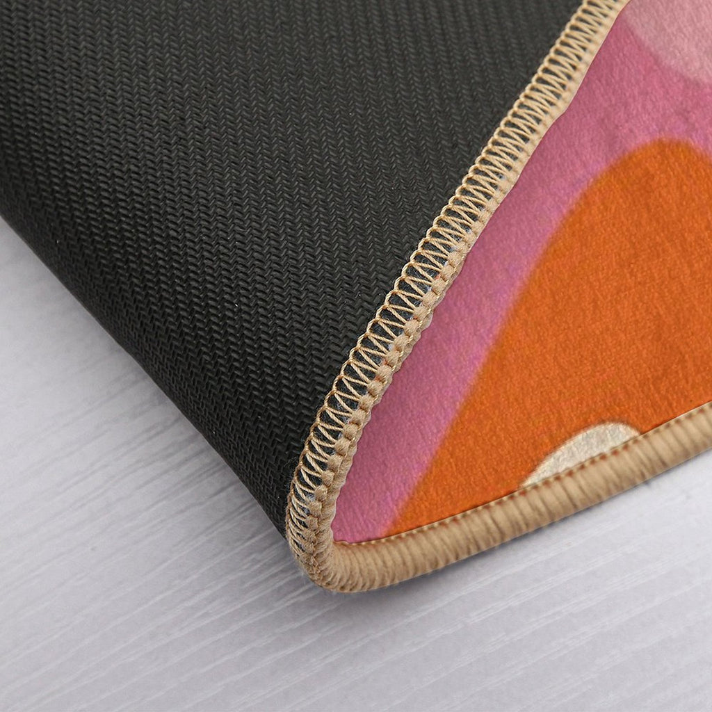 Wavy Loops Retro Abstract Pattern in Retro Orange Yellow Thulian Pink Cream  Slip-Resistant Bath Mat