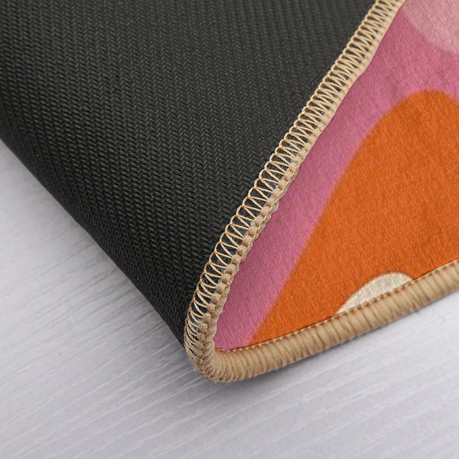Wavy Loops Retro Abstract Pattern in Retro Orange Yellow Thulian Pink Cream  Slip-Resistant Bath Mat