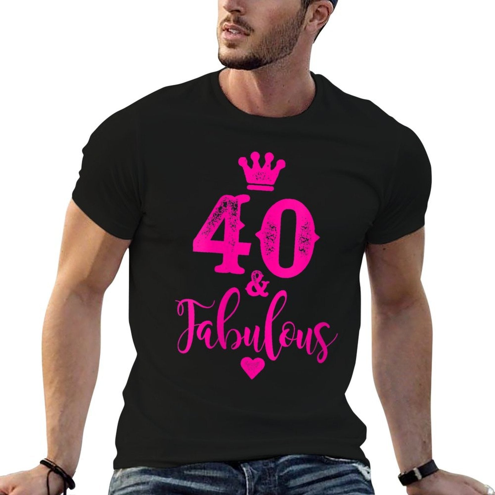 Womens Cute Pink Forty And Fabulous for Women 40th Birthday  Classic T-Shirt