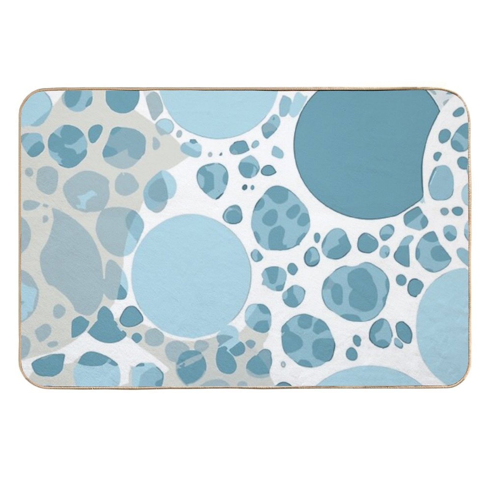 Blue And White Circular Spotted Illustration  High-Traffic Bath Mat