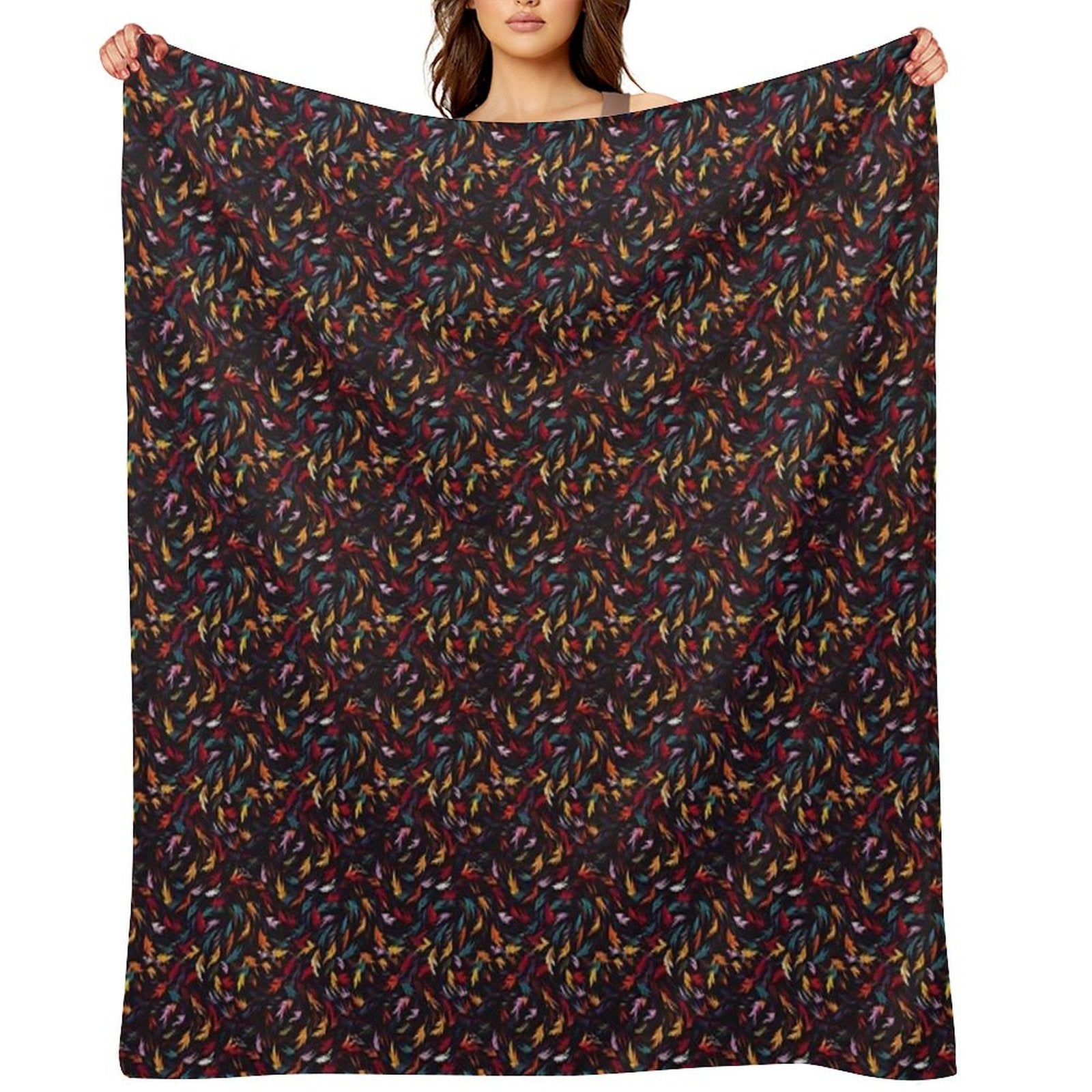 Colorful Leaf Swirl Lightweight Throw Blanket