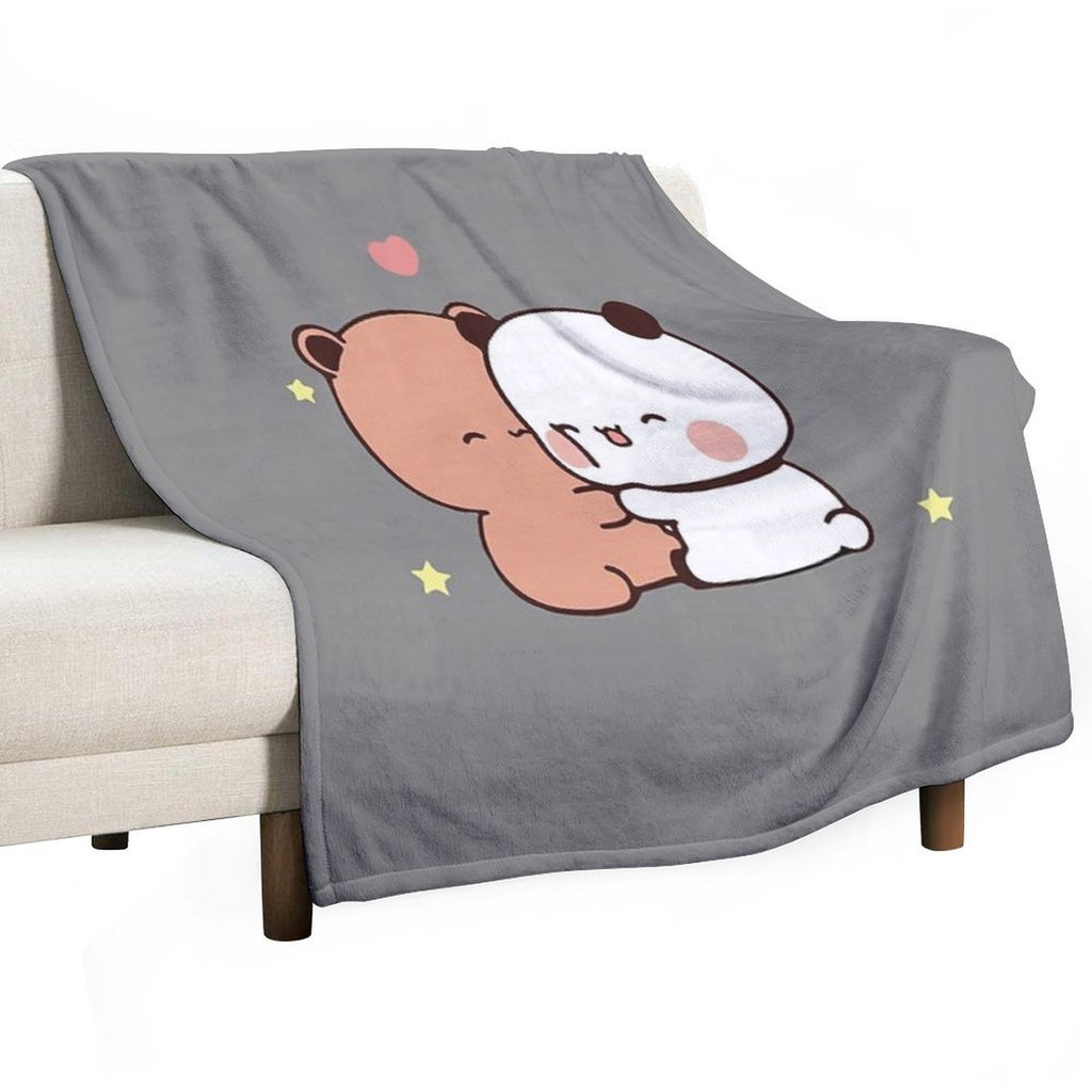 DuDu Bear And BuBu Panda’s Love❤️ Shrink-resistant Throw Blanket