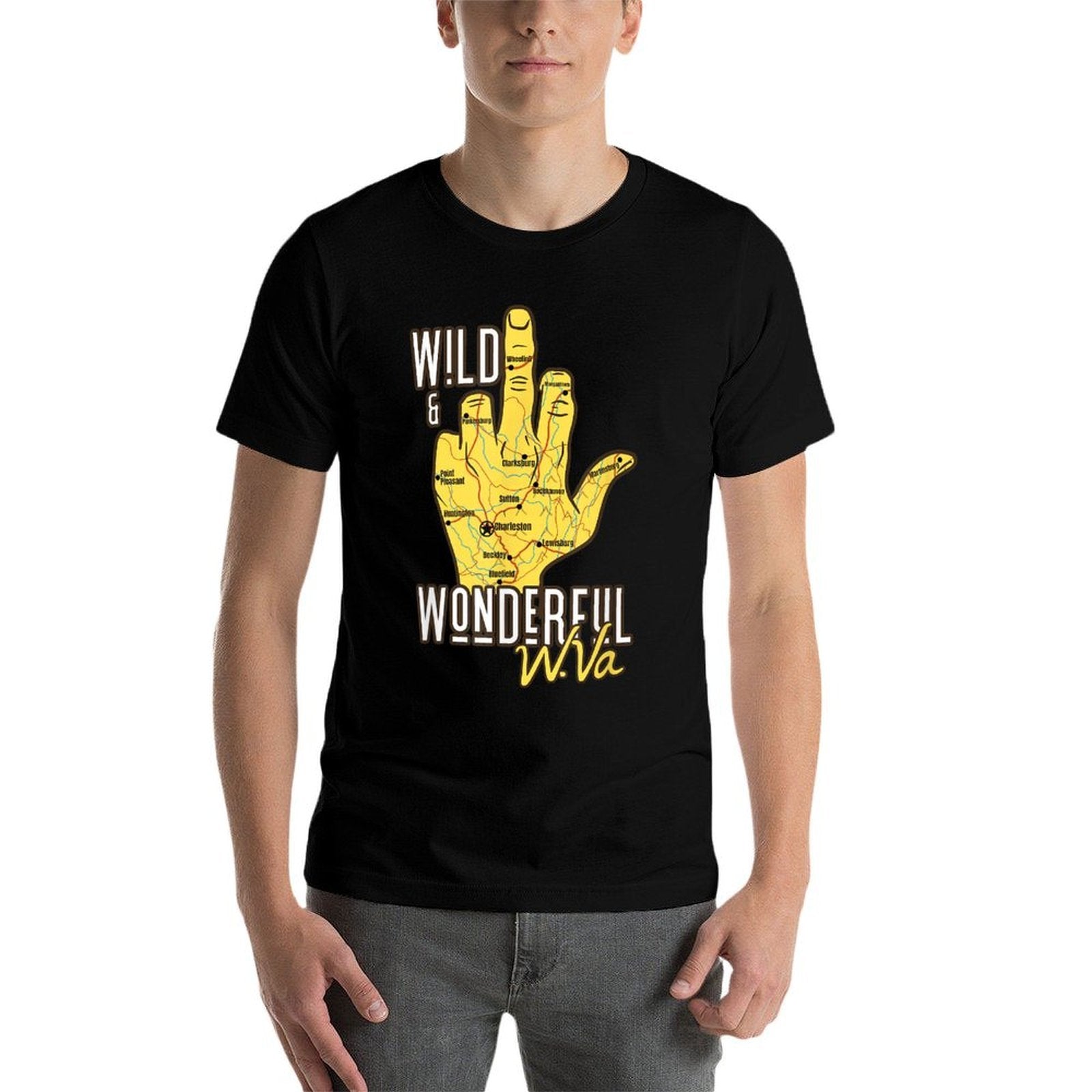 West Virginia Map WV Middle Finger Funny WV Souvenir Graphic  Moisture-wicking T-Shirt