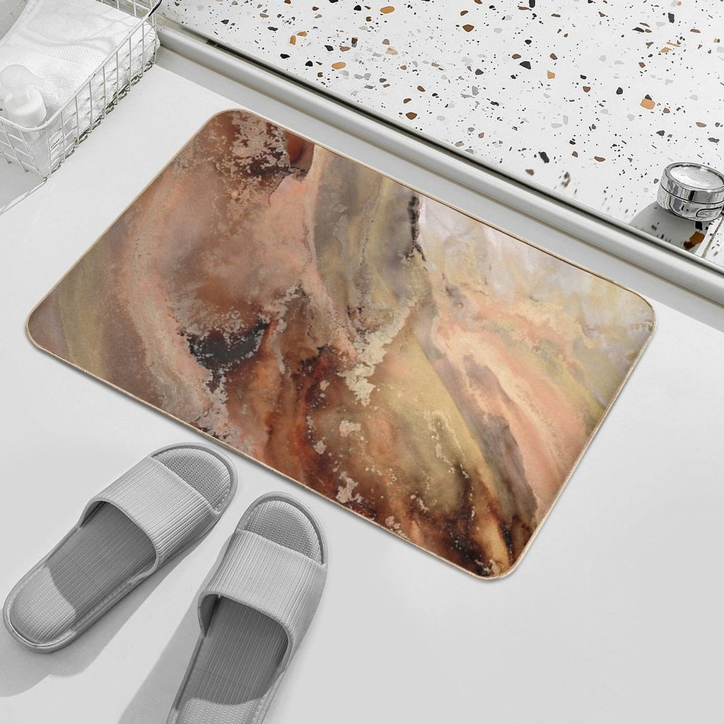 Abstract Autumn, Brown, Gold And Orange, Warm Colours, Abstract Art  Long-Lasting Bath Mat