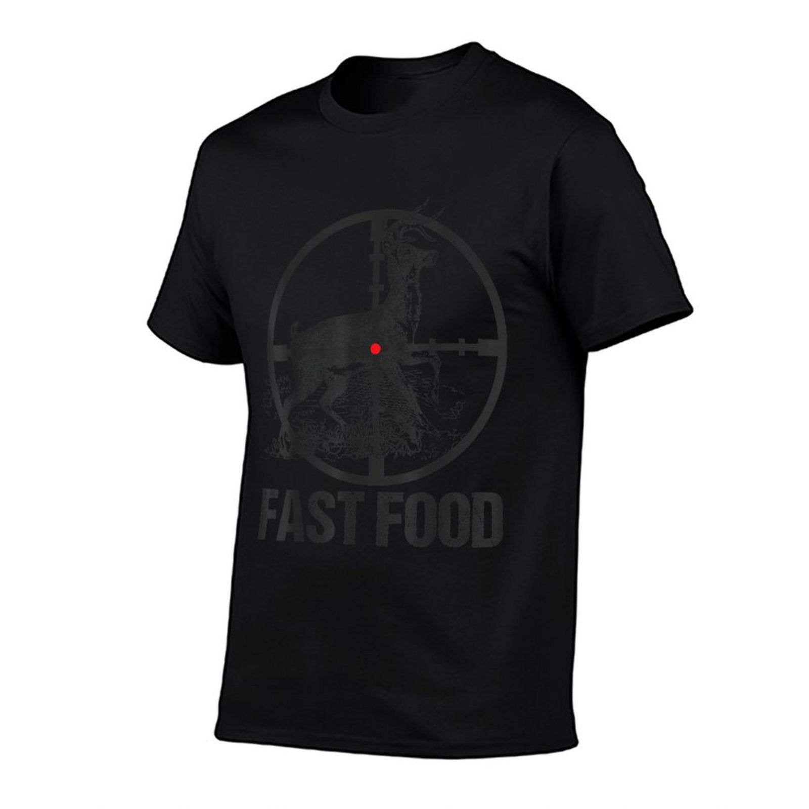 Men Deer Hunting Hunter Funny Whitetail Deer Fast Food Youth  Rolled Sleeves T-Shirt