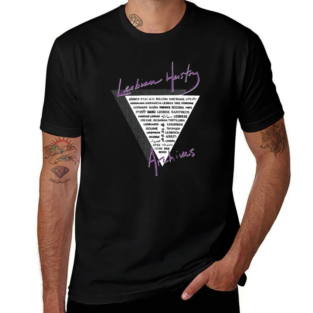 LHA Triangle The Word Lesbian in 40 Languages!  Heathered Texture T-Shirt
