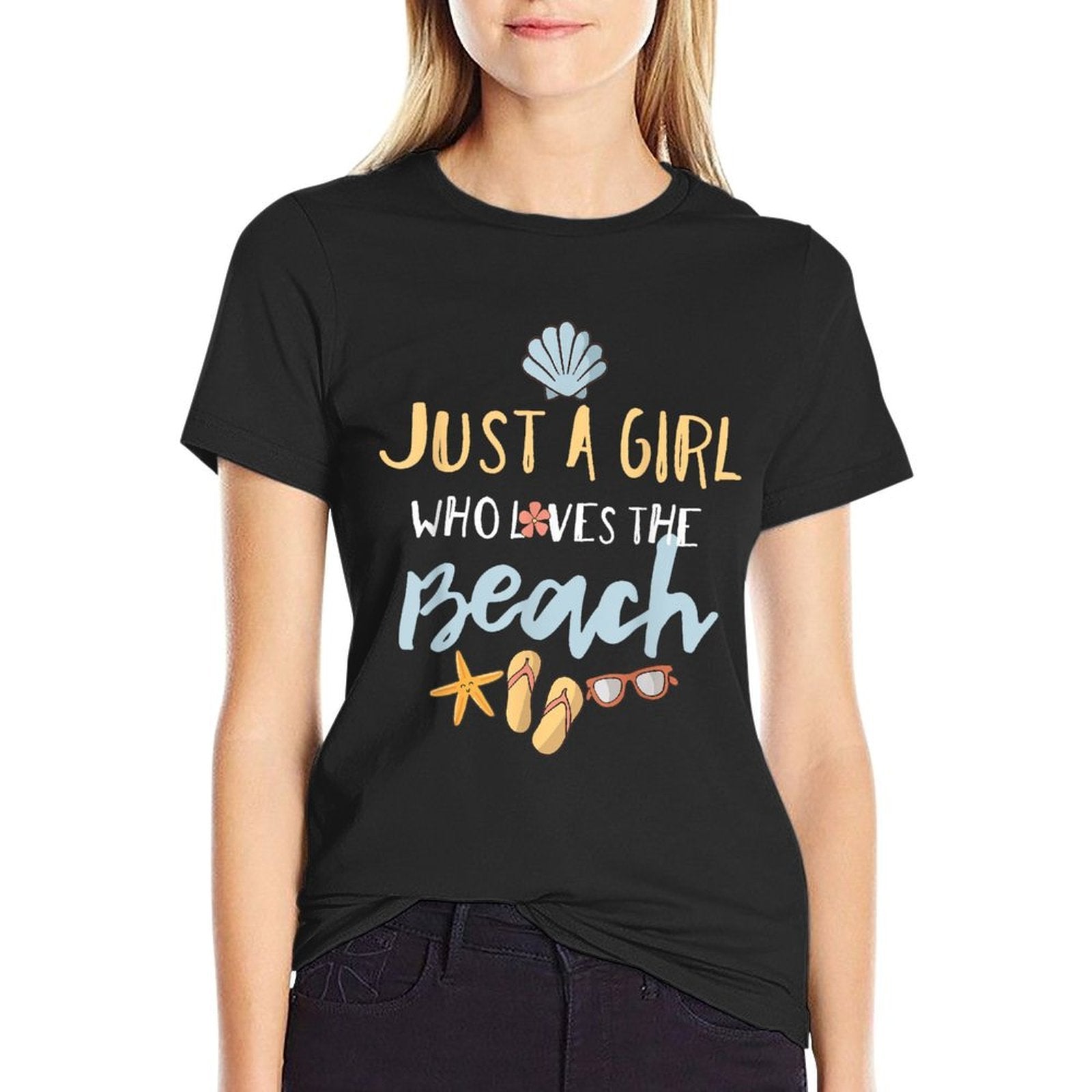 Just A Girl Who Loves The Beach  Tagless Design T-Shirt