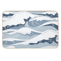 Light Blue Japanese Waves Durable Bath Mat