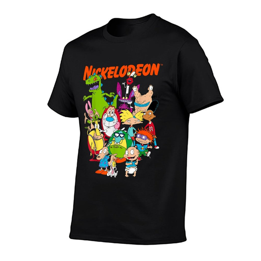 Nickelodeon Group Shot All Retro 90s Characters  Heathered Texture T-Shirt