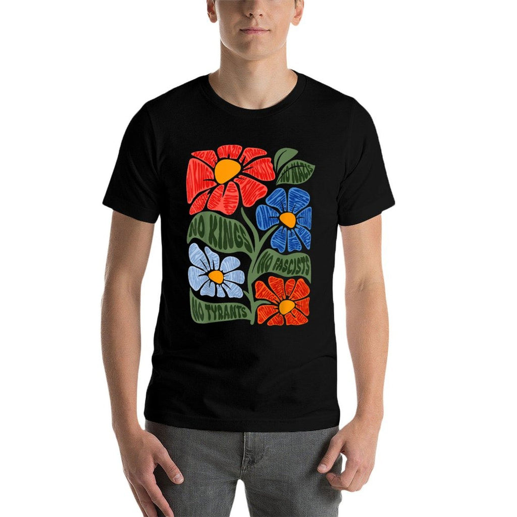Subtle Boho Flowers Anti No Kings In America Resist Protest  Relaxed-fit T-Shirt