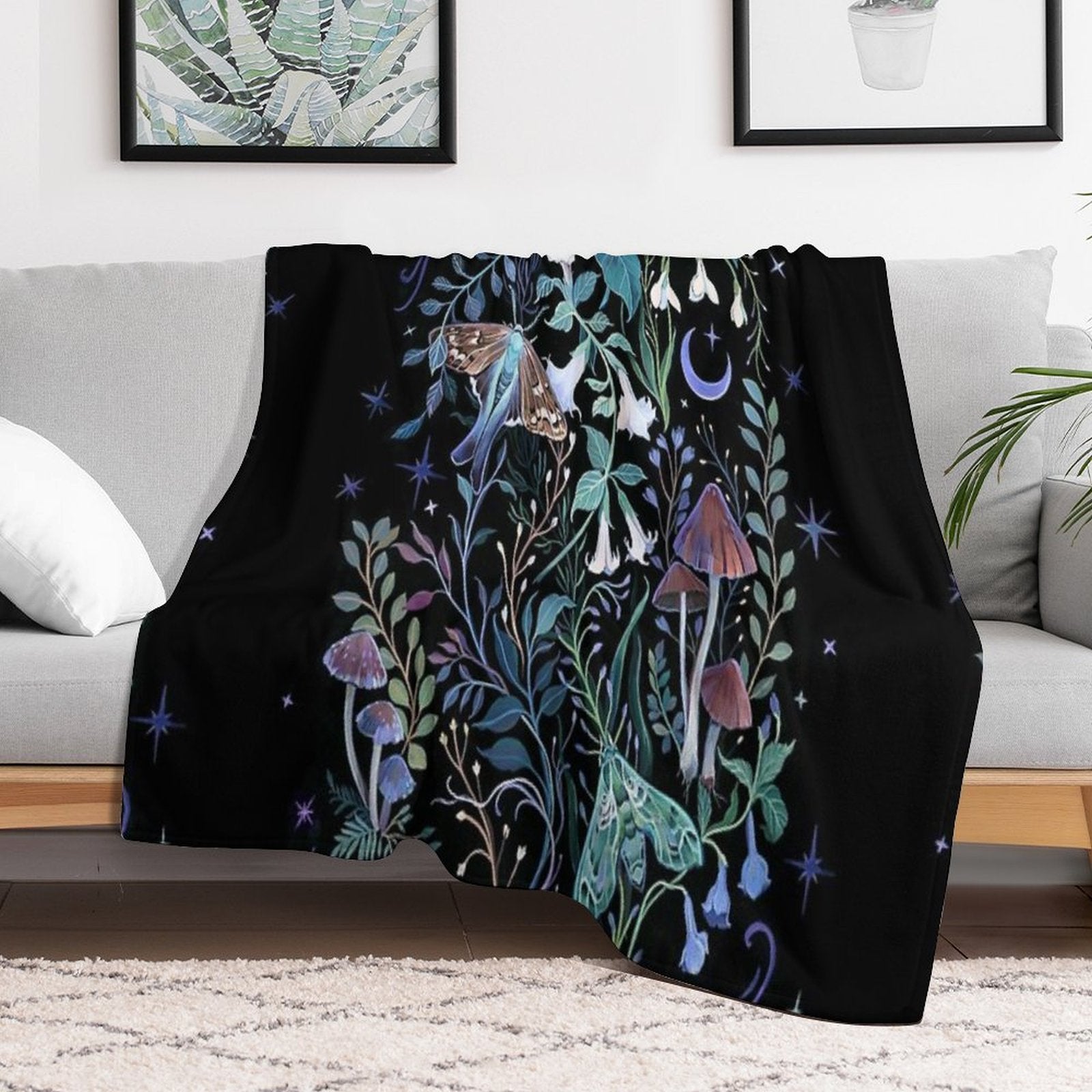 Night Garden Moth Anti-pilling Throw Blanket