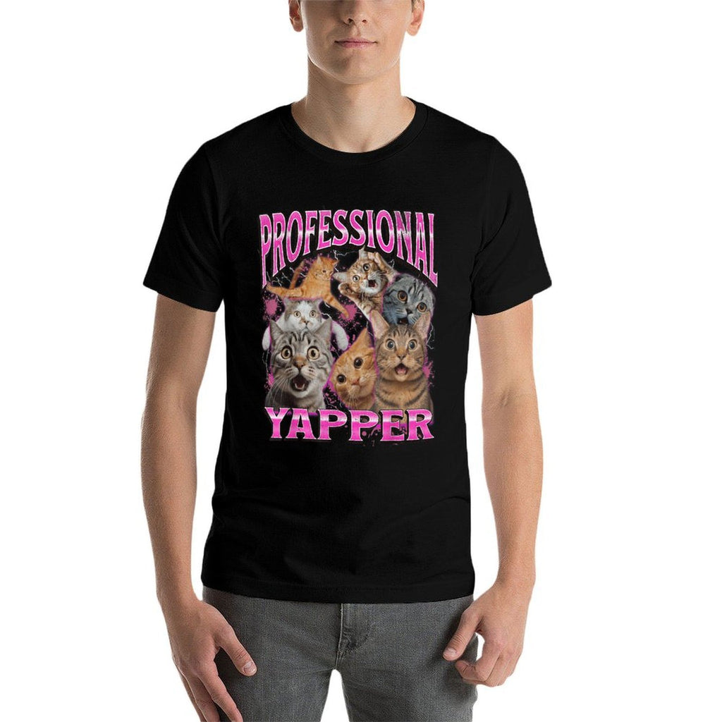 Professional Yapper Funny Cat Meme Bootleg Graphic 90s  Durable T-Shirt