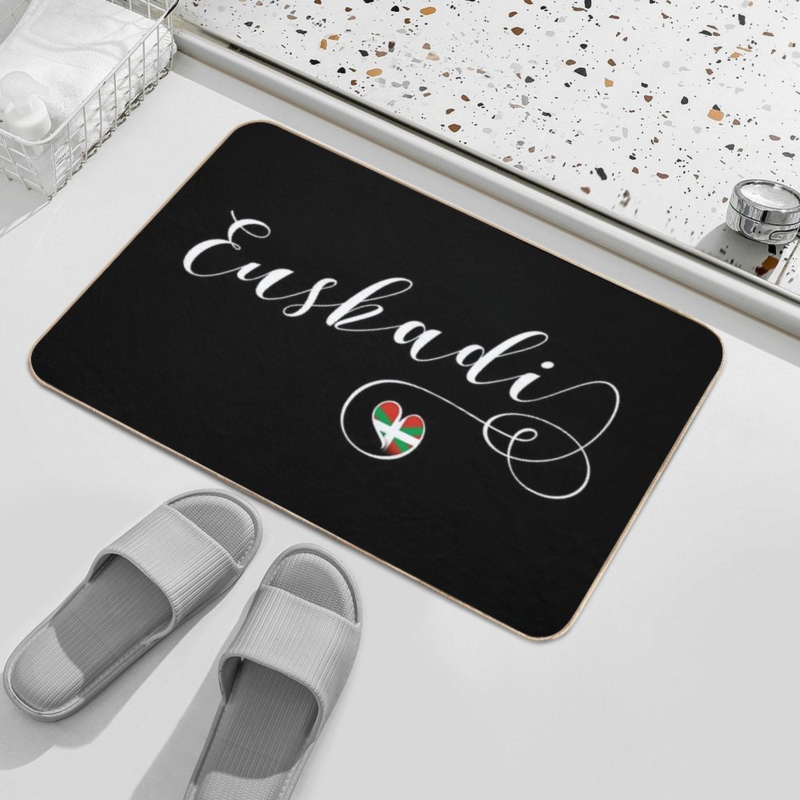 Euskadi, Basque Country, Heart, Flag  Long-Lasting Bath Mat