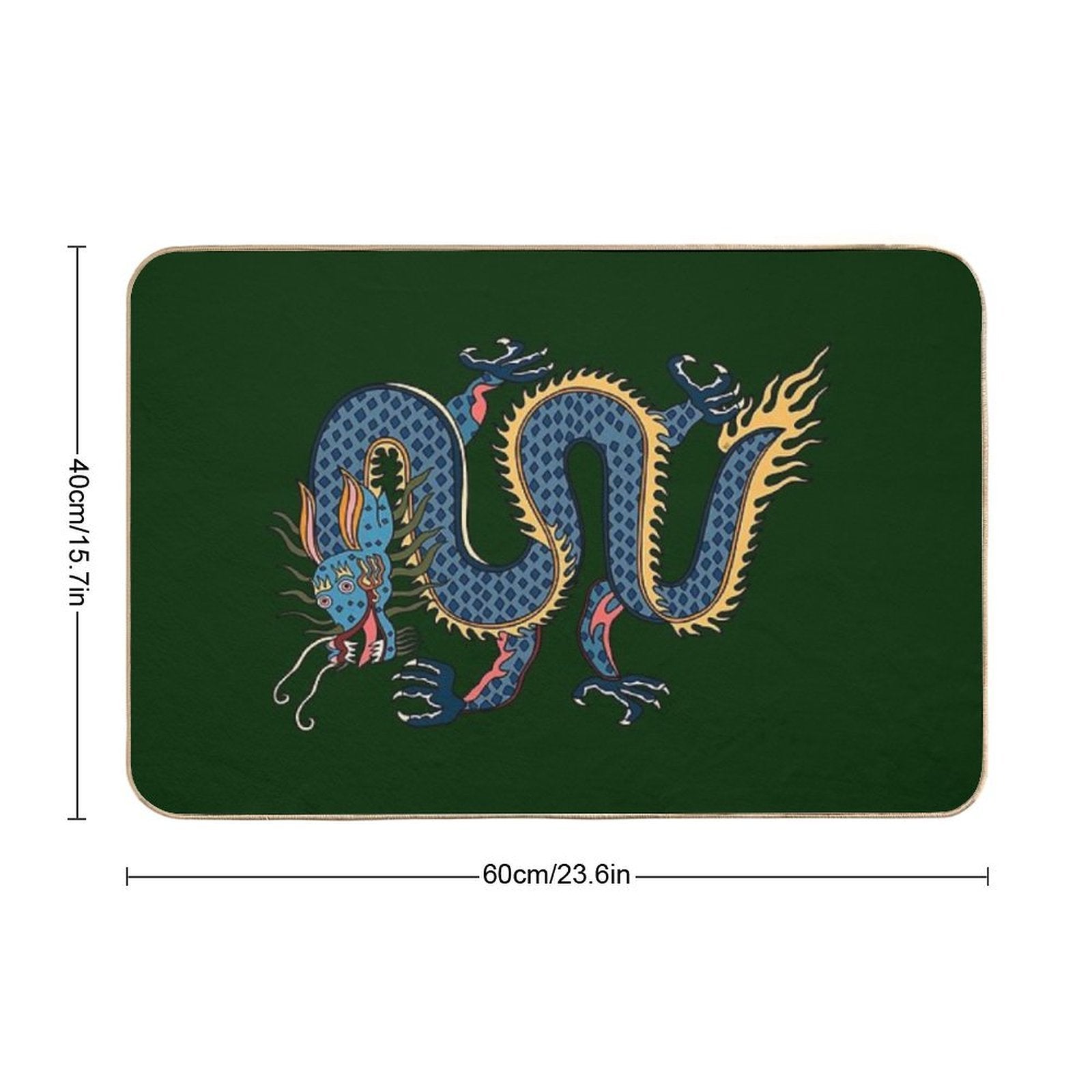 TIBETAN DRAGON RUG-green  Toxin-Free Bath Mat
