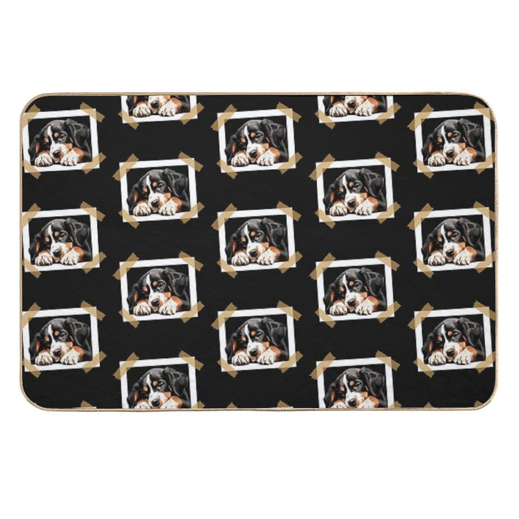 Entlebucher Mountain Puppy Sleeping  Stain-Proof Bath Mat