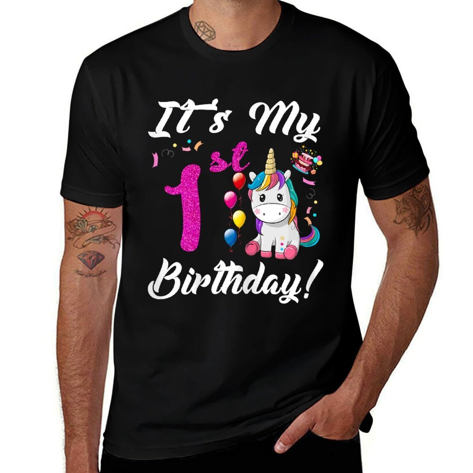 Kids It's My 1st Birthday Unicorn 1 Year Old Girls  Summer-ready Fabric T-Shirt
