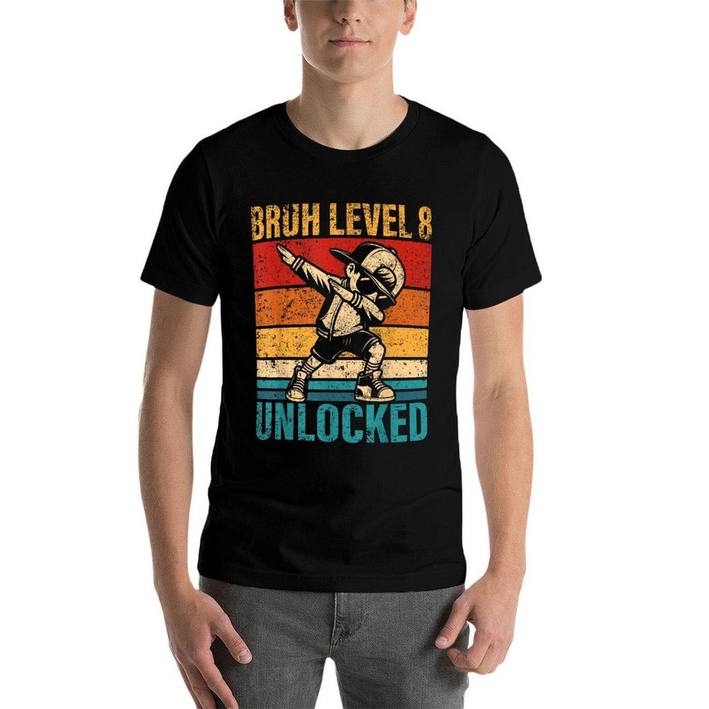 8 Years Old Birthday Dabbing Boy Bruh Level 8 Unlocked  Polyester Blend T-Shirt