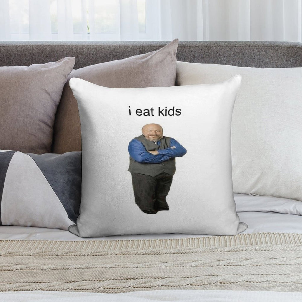 Bertram Eats Kids Soft Hidden Zipper Throw Pillow