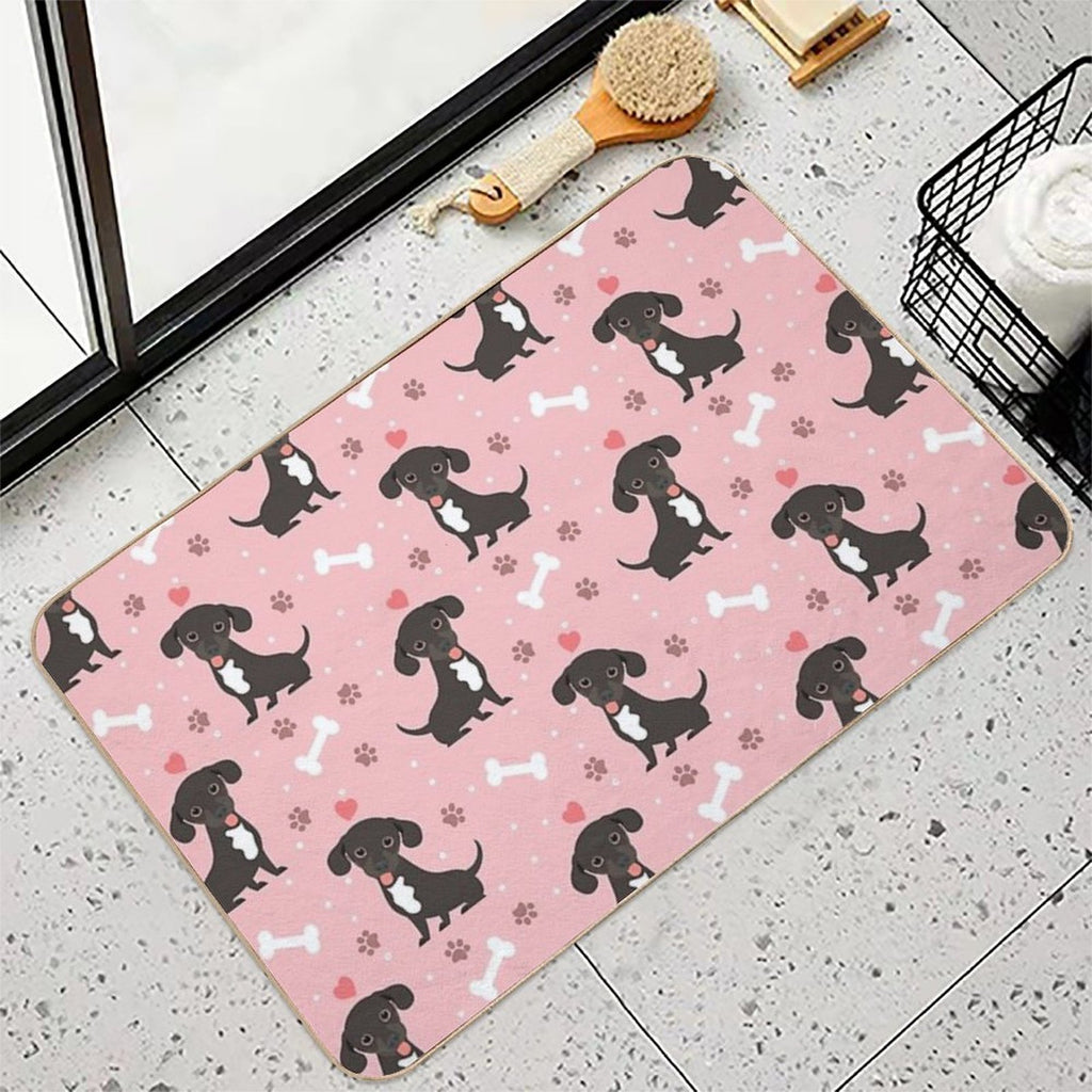 LOVE Black And White Chiweenie Dachshund Chihuahua Mix  Pet-Safe Bath Mat