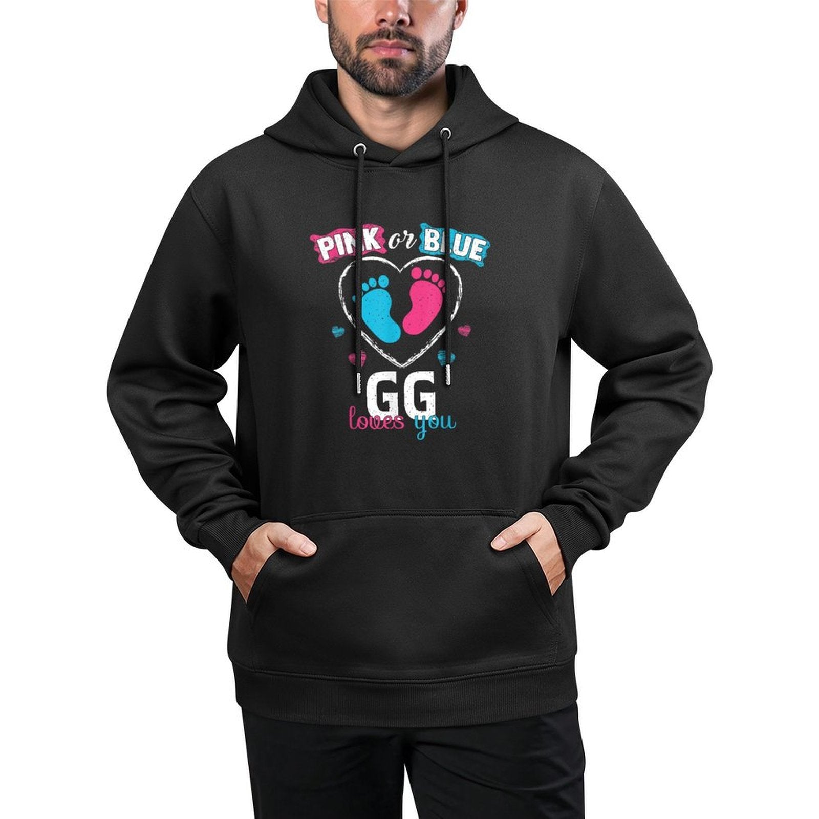 Pink Or Blue GG Loves You Baby Gender Reveal GG Breathable Fabric Hoodie