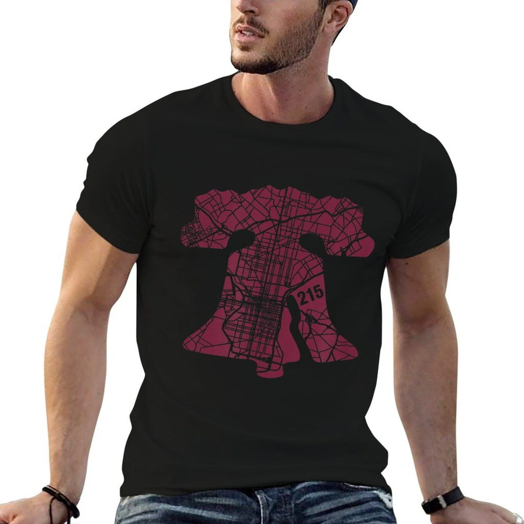 Philadelphia Street Map Liberty Bell Ill 215 Vintage Philly  Summer-ready Fabric T-Shirt