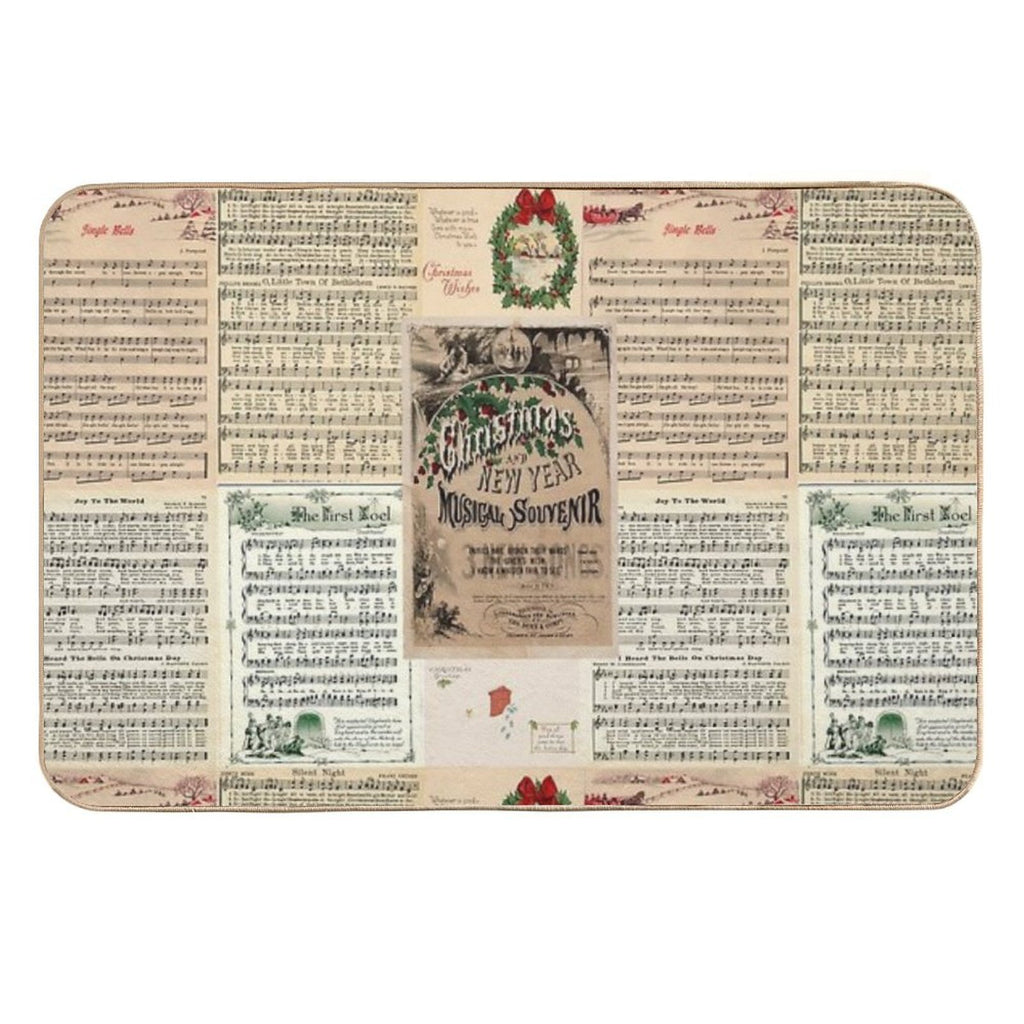 Vintage Christmas Music Carols  Easy Maintenance Bath Mat