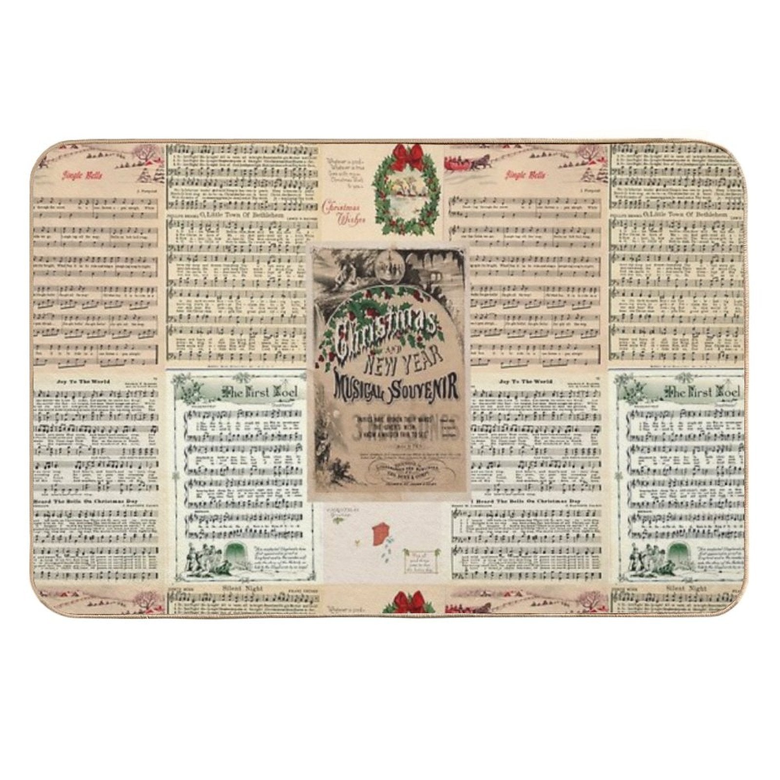 Vintage Christmas Music Carols  Easy Maintenance Bath Mat