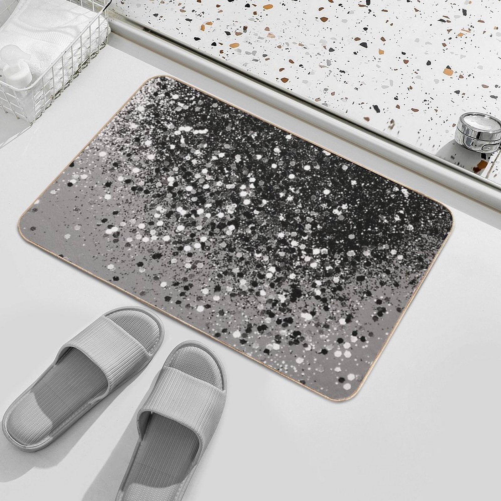Silver Gray Glam #1 #decor #art (Photo of Glitter Only - Not Reflective)  Fade-Resistant Bath Mat