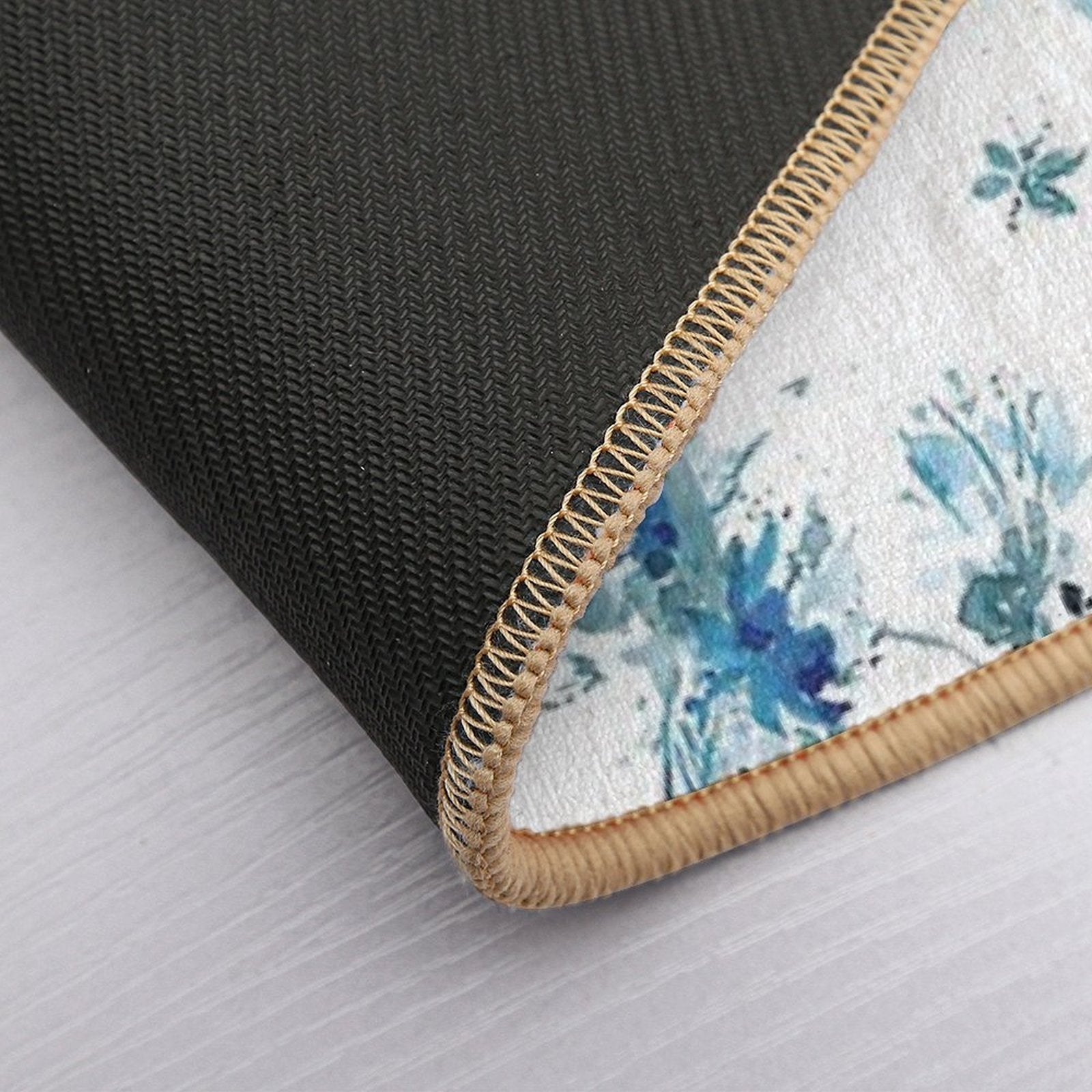 Blue Floral with Dragonflies  Dirt-Trapping Bath Mat
