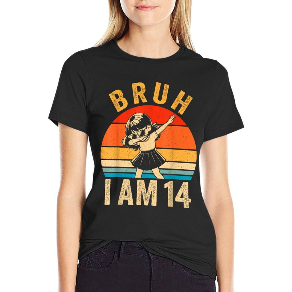 14 Year Old Birthday Dabbing Girl Bruh It's My 14th Birthday  Stretchy T-Shirt