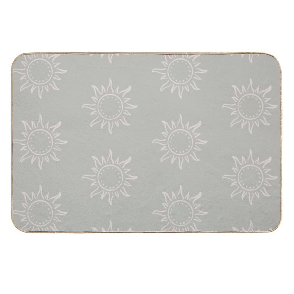 Cute Boho Sun Pattern Bohemian Aesthetic In Muted Colors Pale Green  Multi-Purpose Bath Mat