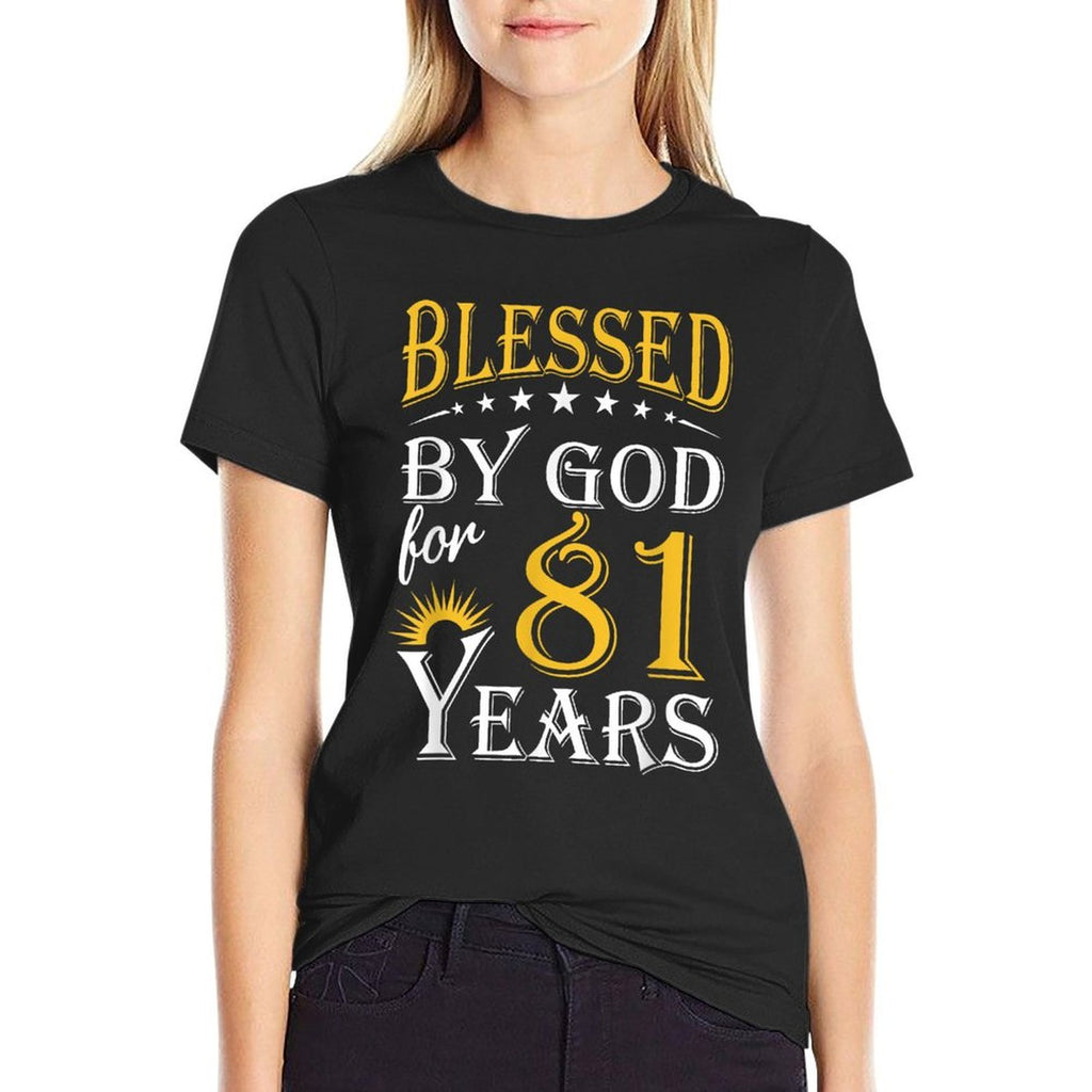 Vintage Blessed by God for 81 Years Happy 81st Birthday  Graphic-printed T-Shirt