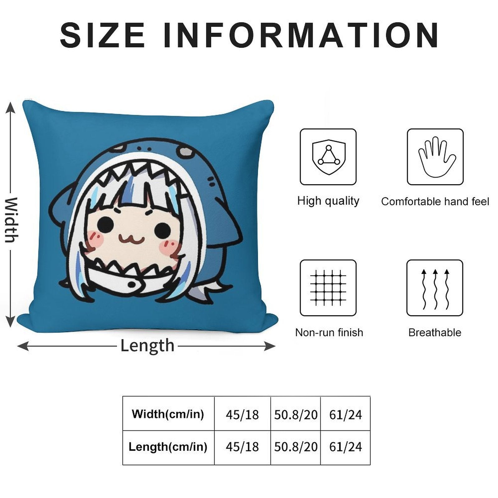 HUGE SHARKIE GAWR GURA Soft Ultra-Soft Texture Throw Pillow